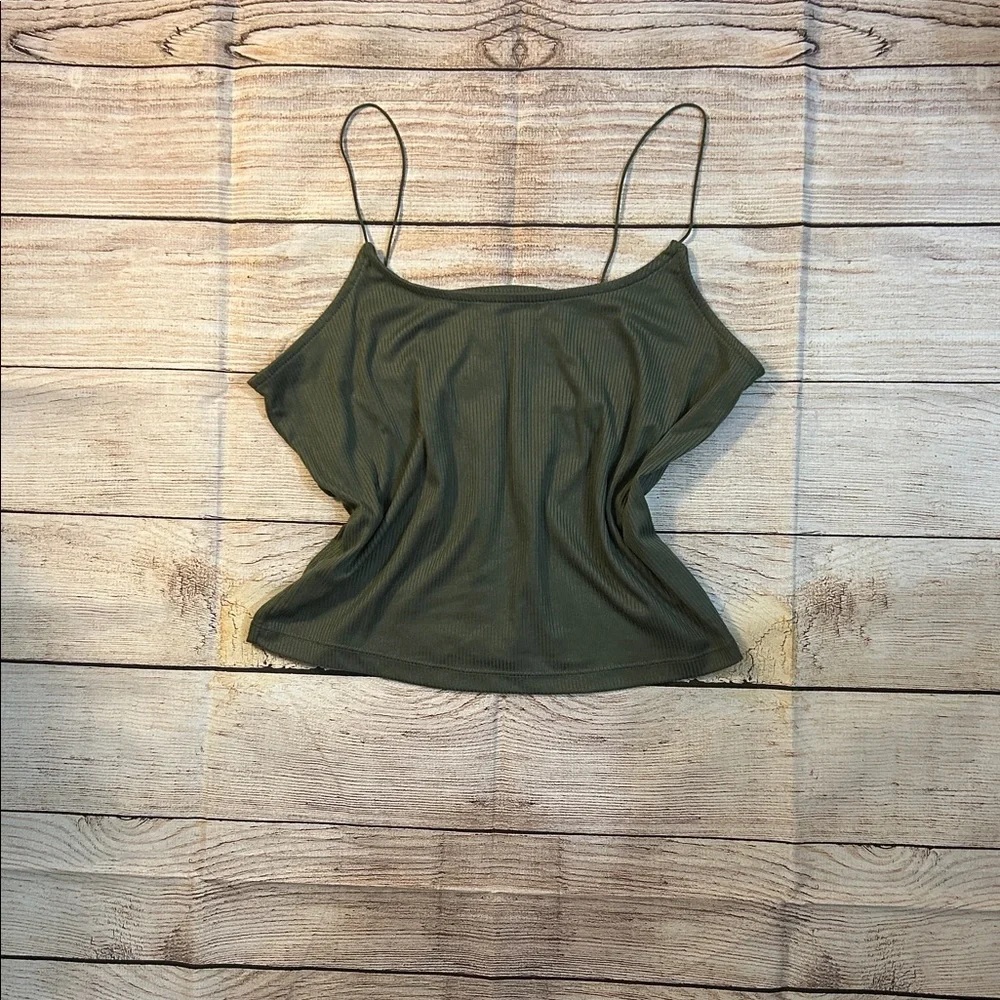 No Boundaries Olive Green Ribbed Camisole Tank - Picture 2 of 4